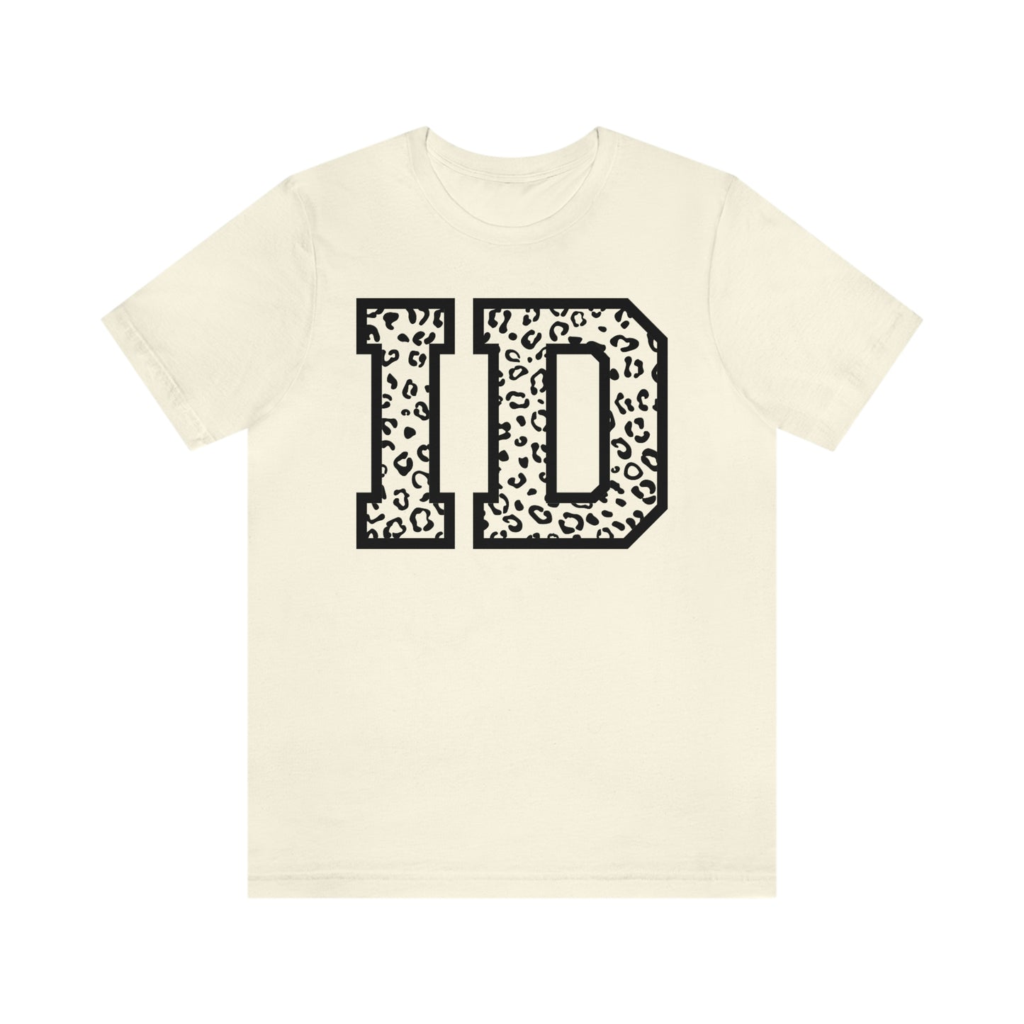 Idaho ID Leopard Print Letters Short Sleeve T-shirt