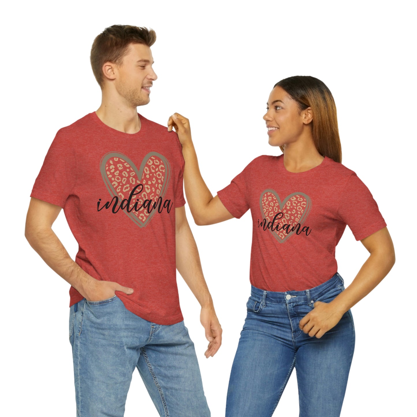 Indiana Gold Leopard Heart Black Script Short Sleeve T-shirt