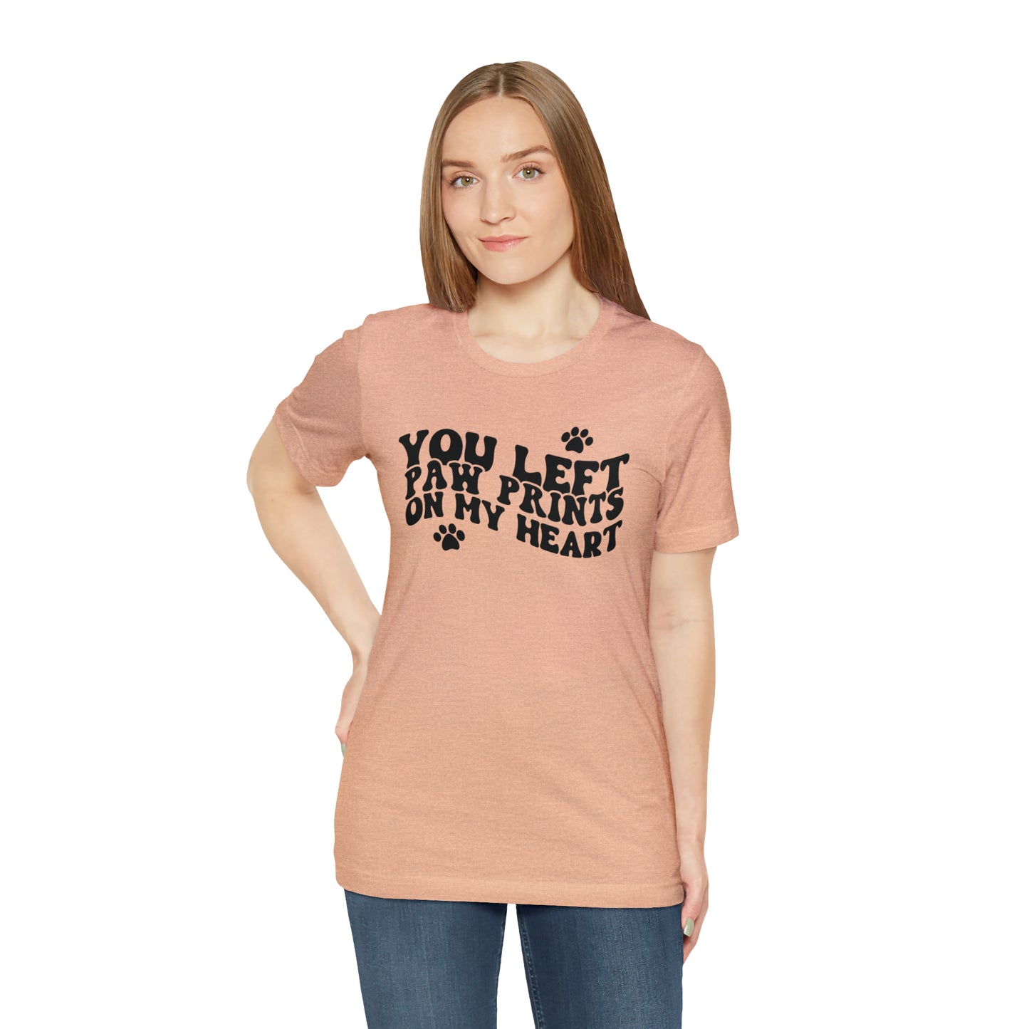 You Left Your Paw Prints On My Heart Cat Short Sleeve T-shirt
