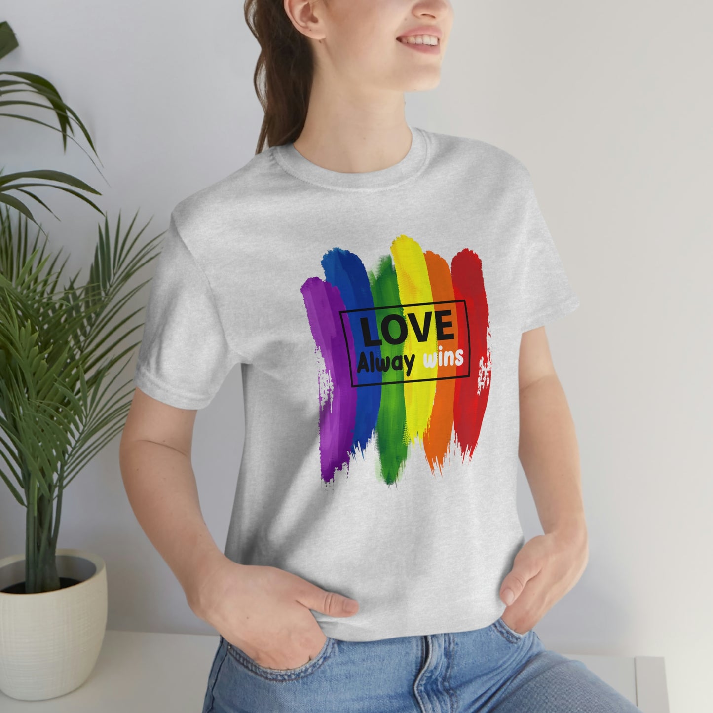 Love Always Wins LGBTQIA Print Unisex Jersey Short Sleeve Tee