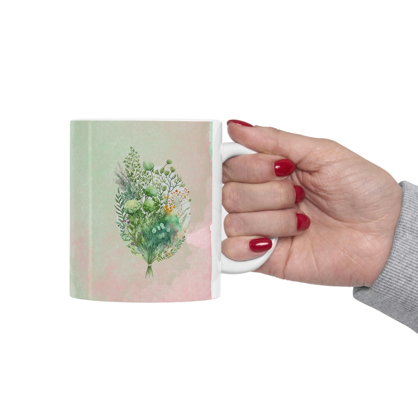 Spring Greenery Watercolor Ceramic Mug 11oz