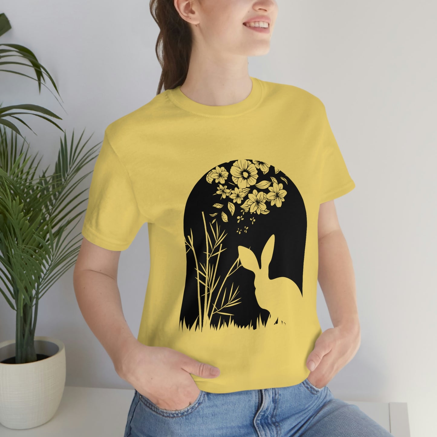 Bunny Silhouette Spring Rabbit Unisex Jersey Short Sleeve Tee