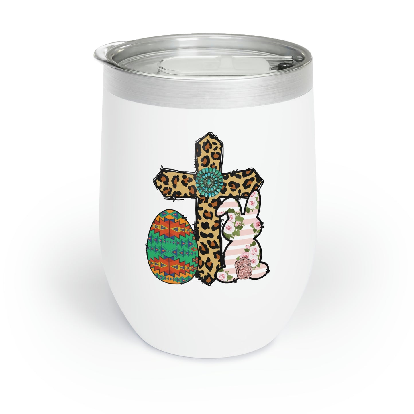 Easter Cross Egg Bunny Chill Wine Tumbler