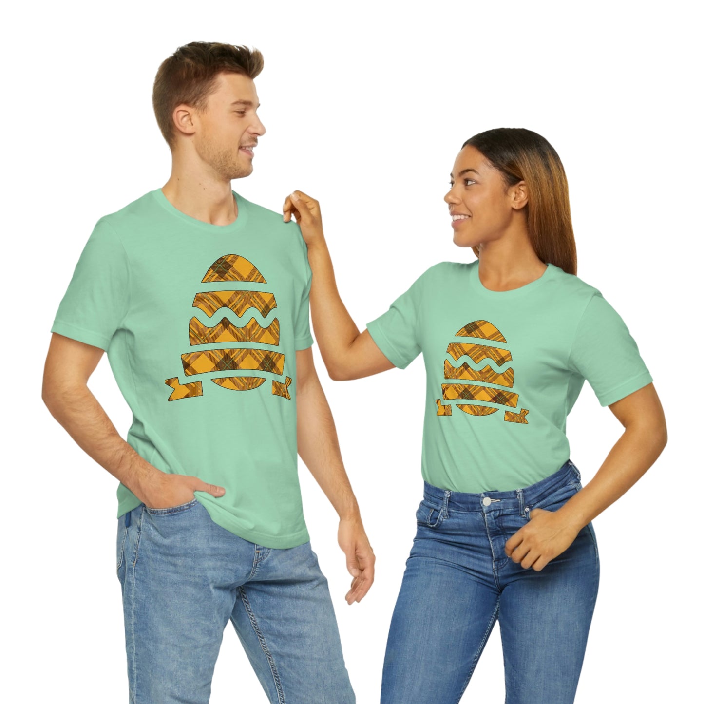 Plaid Egg Easter Spring Unisex Jersey Short Sleeve Tee