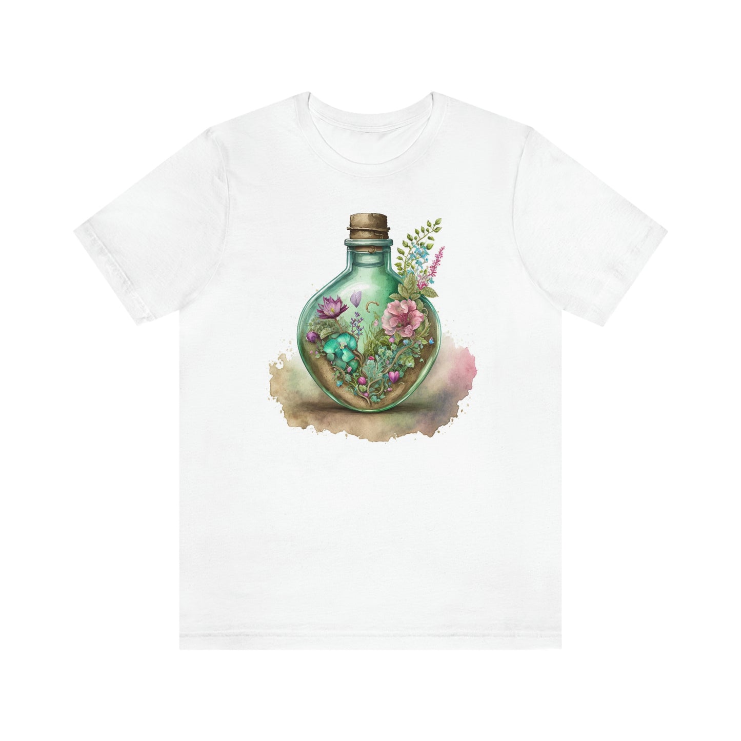 Vintage Bottle Floral Unisex Jersey Short Sleeve Tee