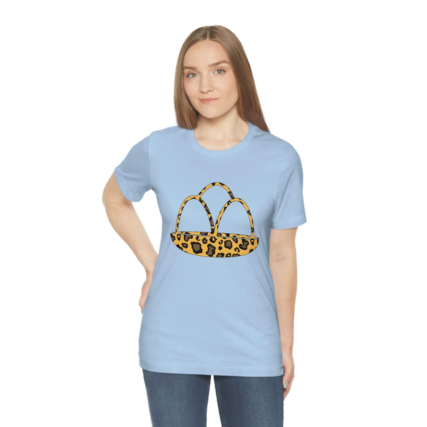 Leopard Print Egg Basket Spring Easter Unisex Jersey Short Sleeve Tee