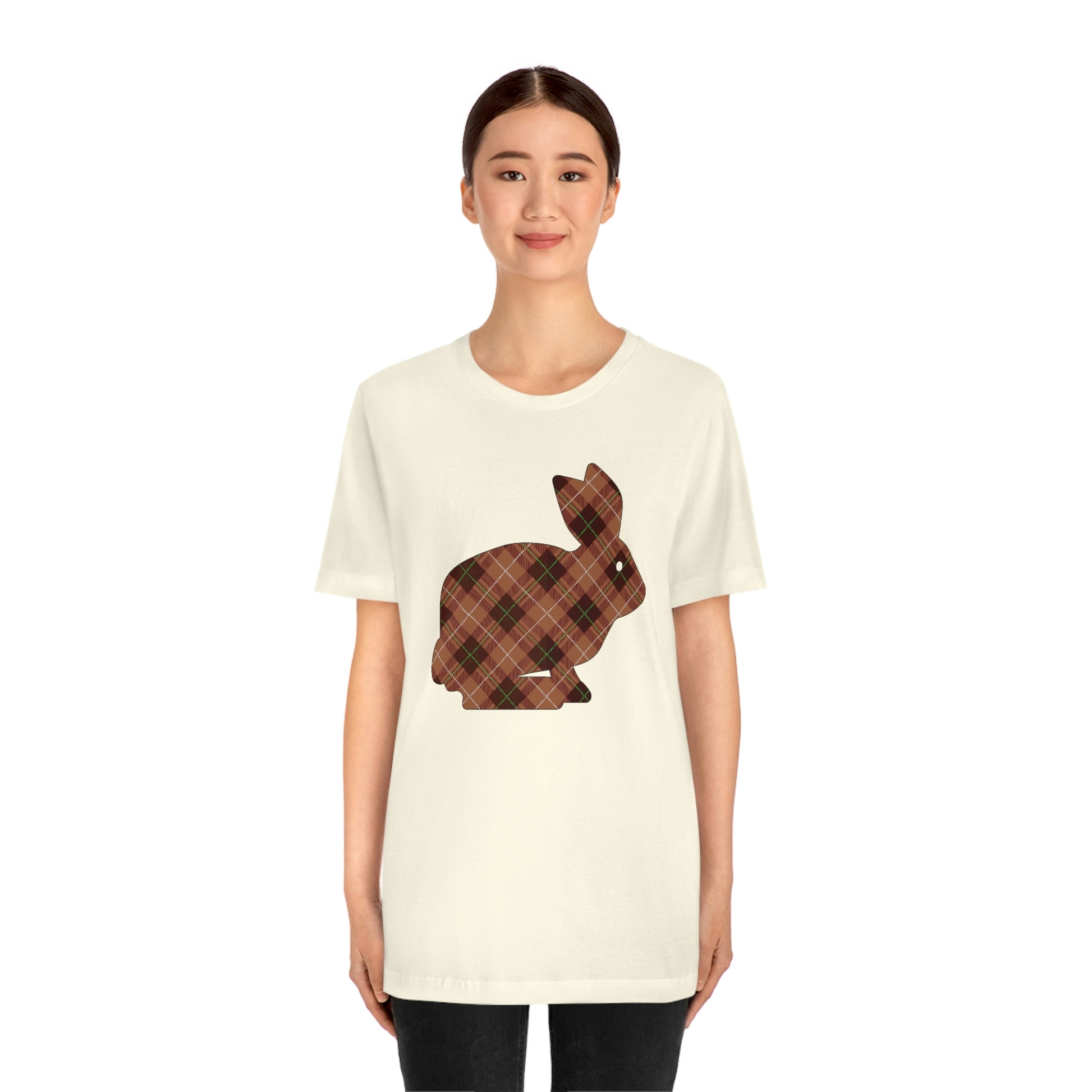 Brown Plaid Bunny Easter tshirt