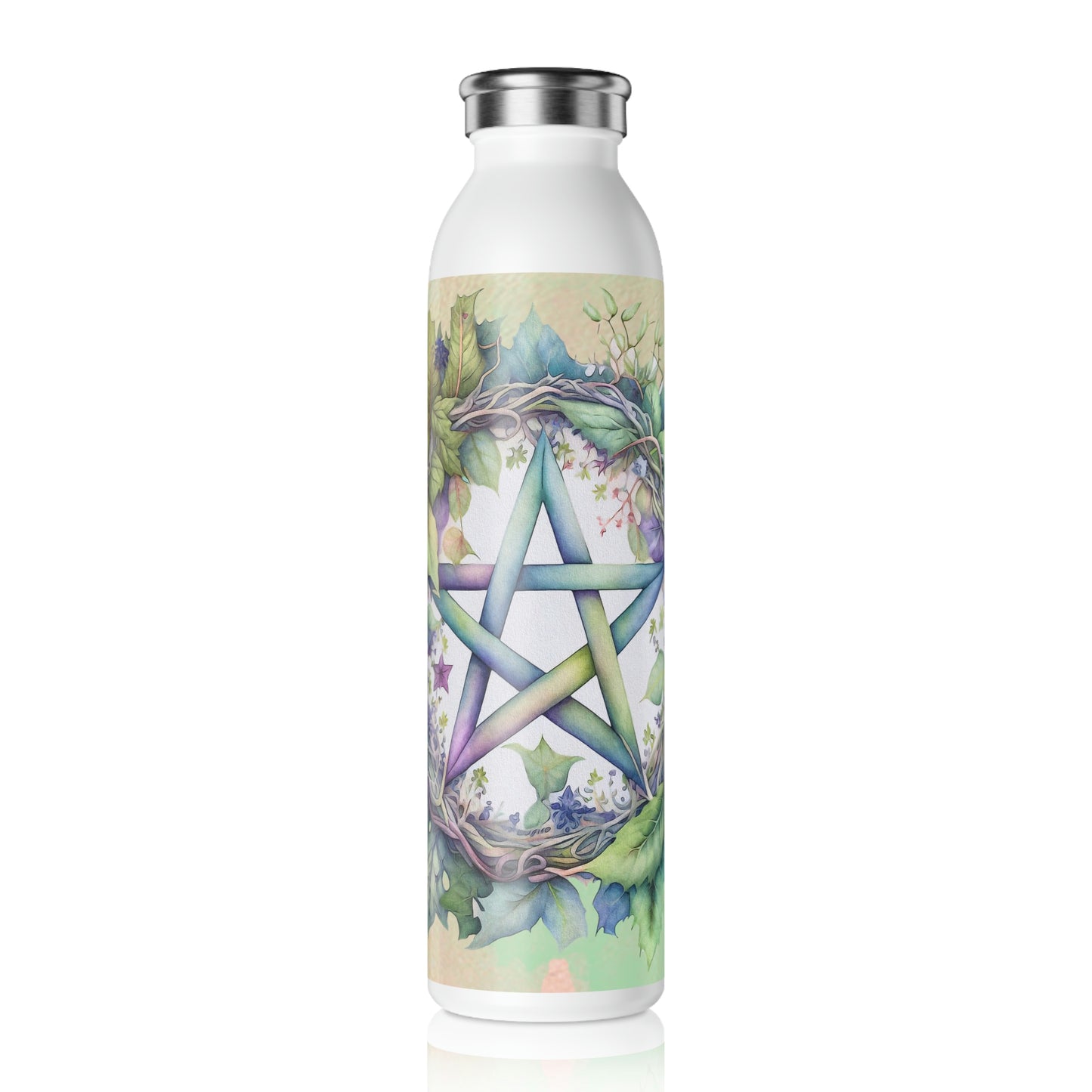 Spring Pentacle Watercolor Slim Water Bottle