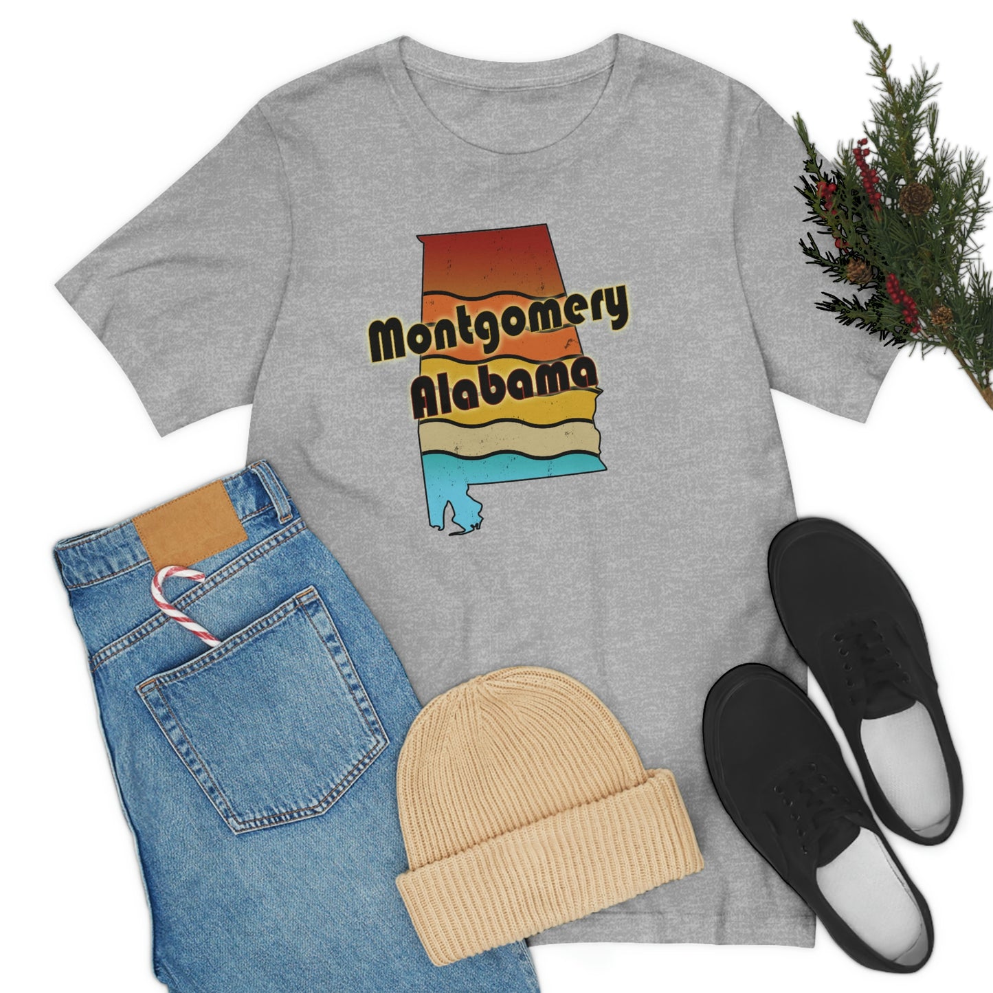 Montgomery Alabama Retro Sunset Unisex Jersey Short Sleeve T-shirt