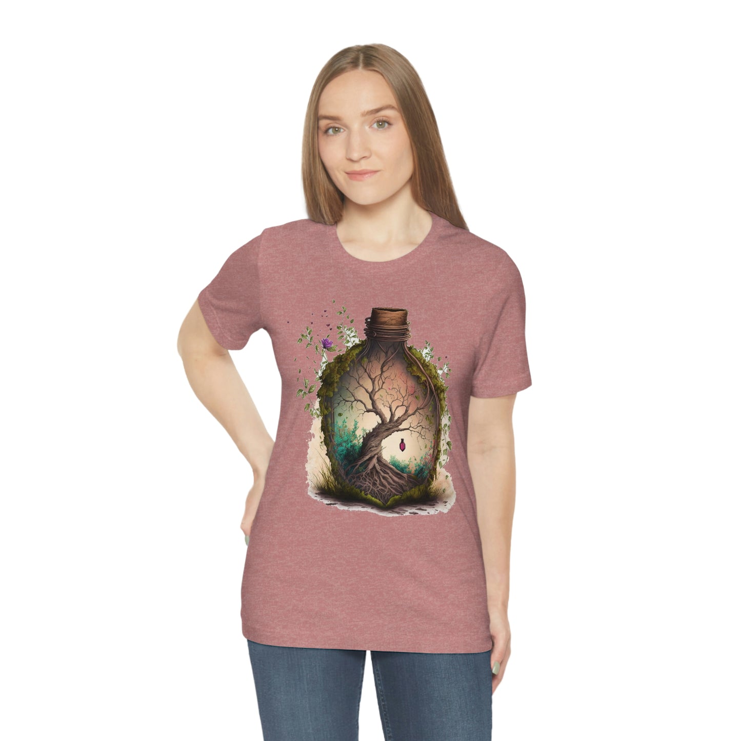 Vintage Bottle Floral Unisex Jersey Short Sleeve Tee