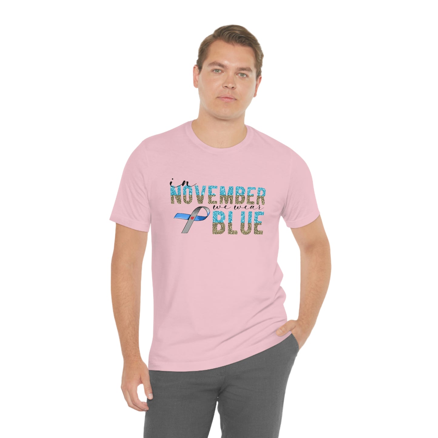 In November We Wear Blue Diabetes Awareness Print Unisex Jersey Short Sleeve Tee