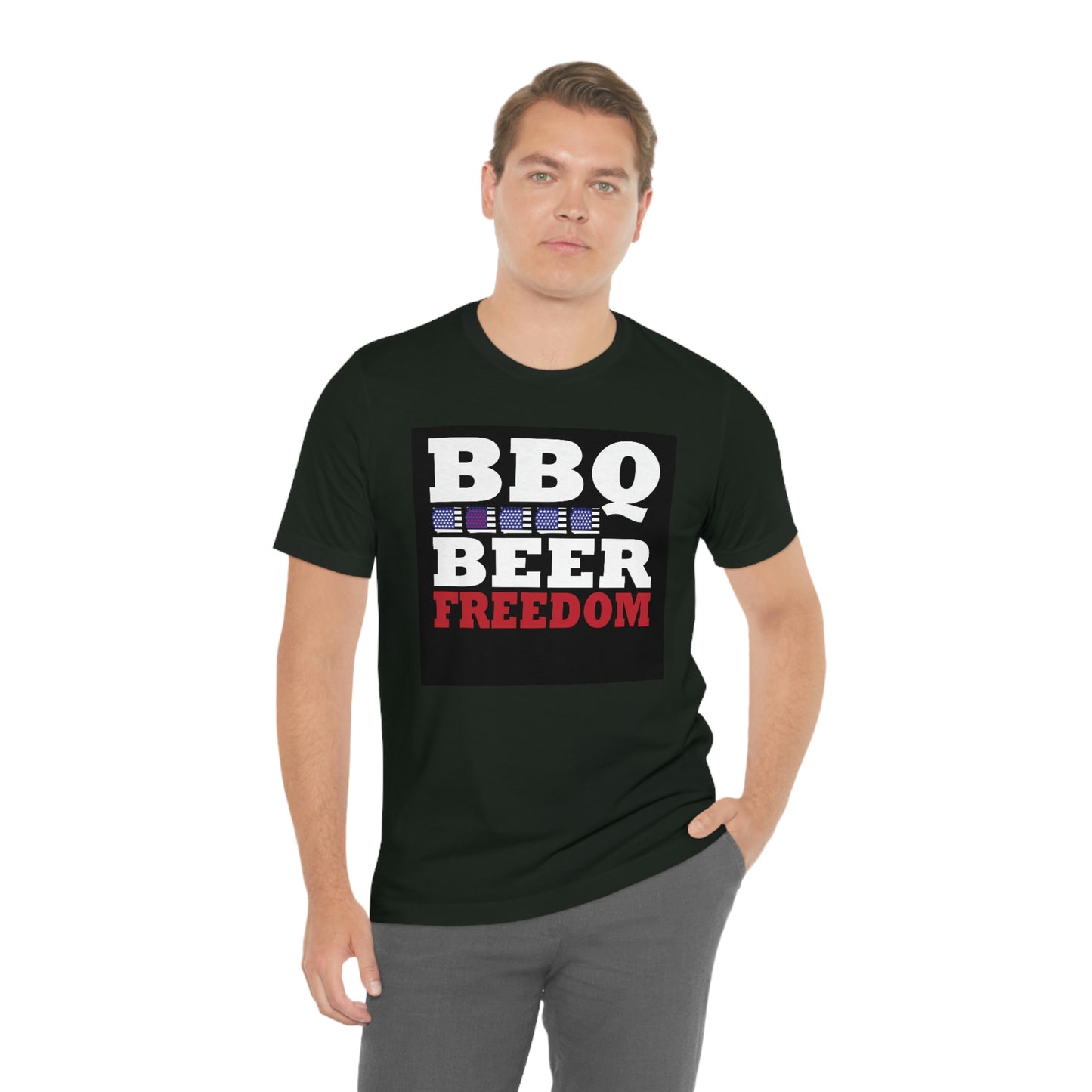 BBQ Beer Freedom Unisex Jersey Short Sleeve Tee