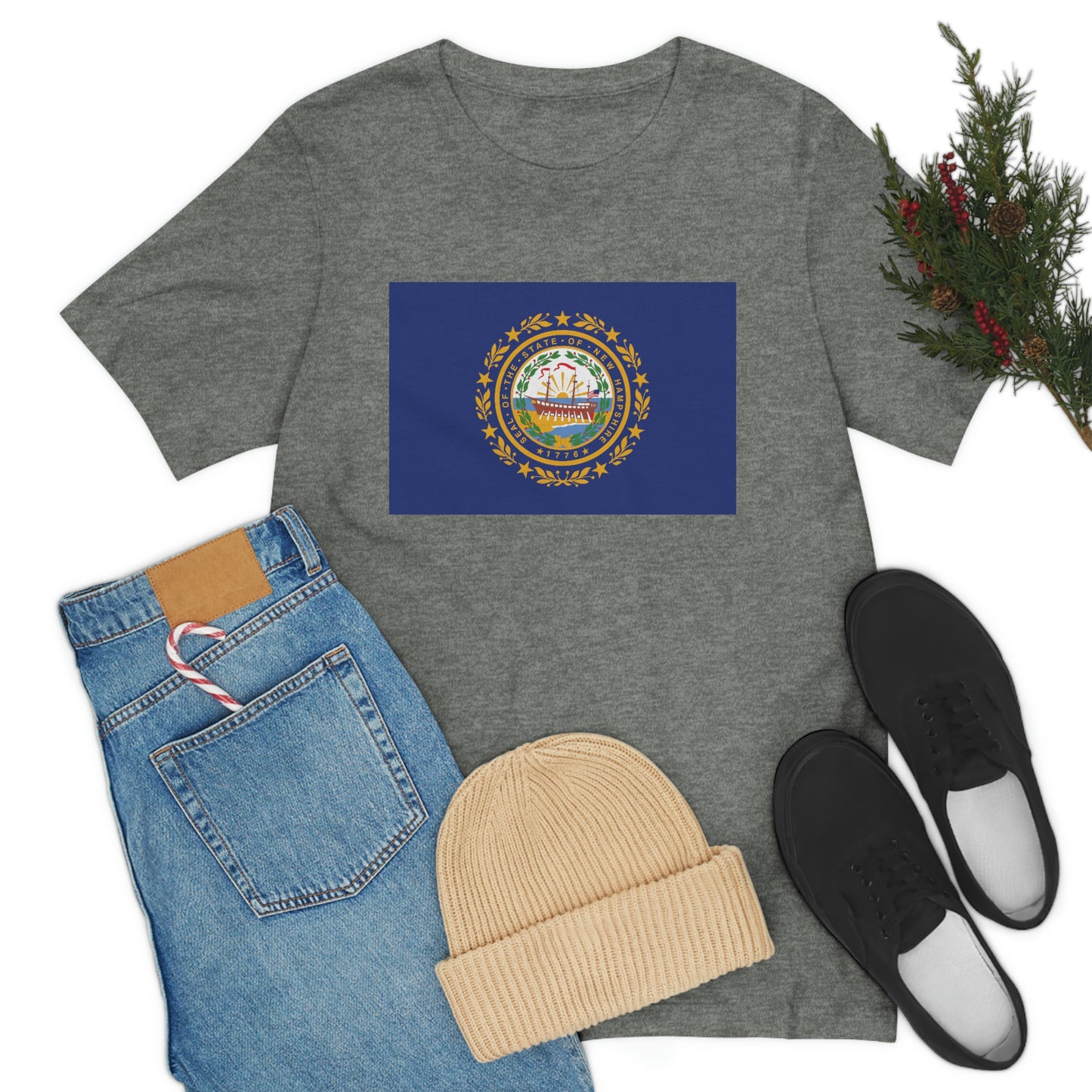 New Hampshire Flag Unisex Jersey Short Sleeve Tee Tshirt T-shirt