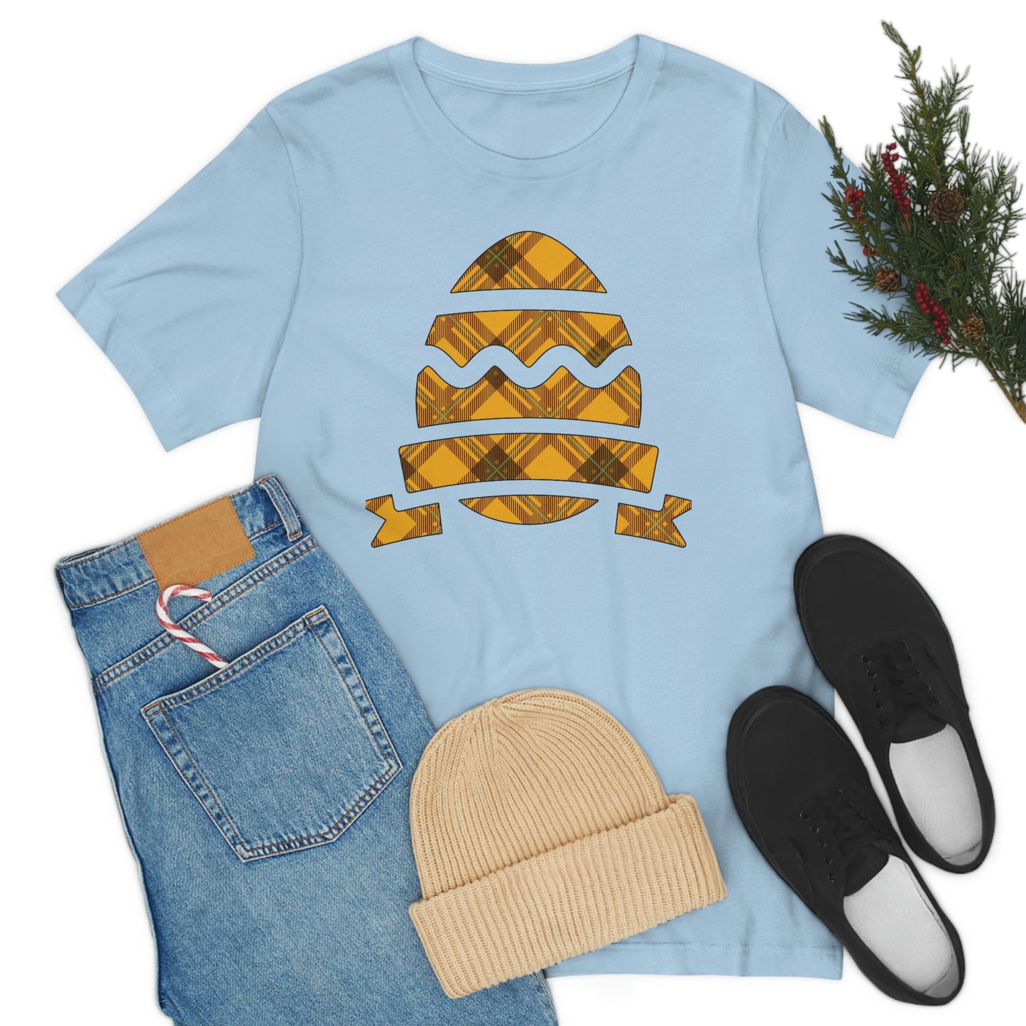 Plaid Egg Easter Spring Unisex Jersey Short Sleeve Tee