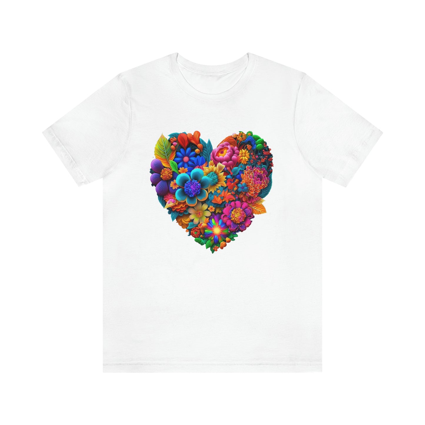 Bright Floral Heart Unisex Jersey Short Sleeve Tee