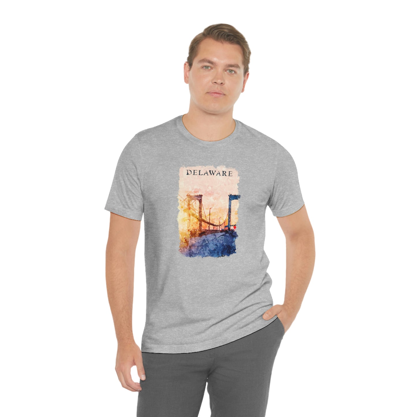 Delaware Memorial Bridge Watercolor Short Sleeve  T-shirt