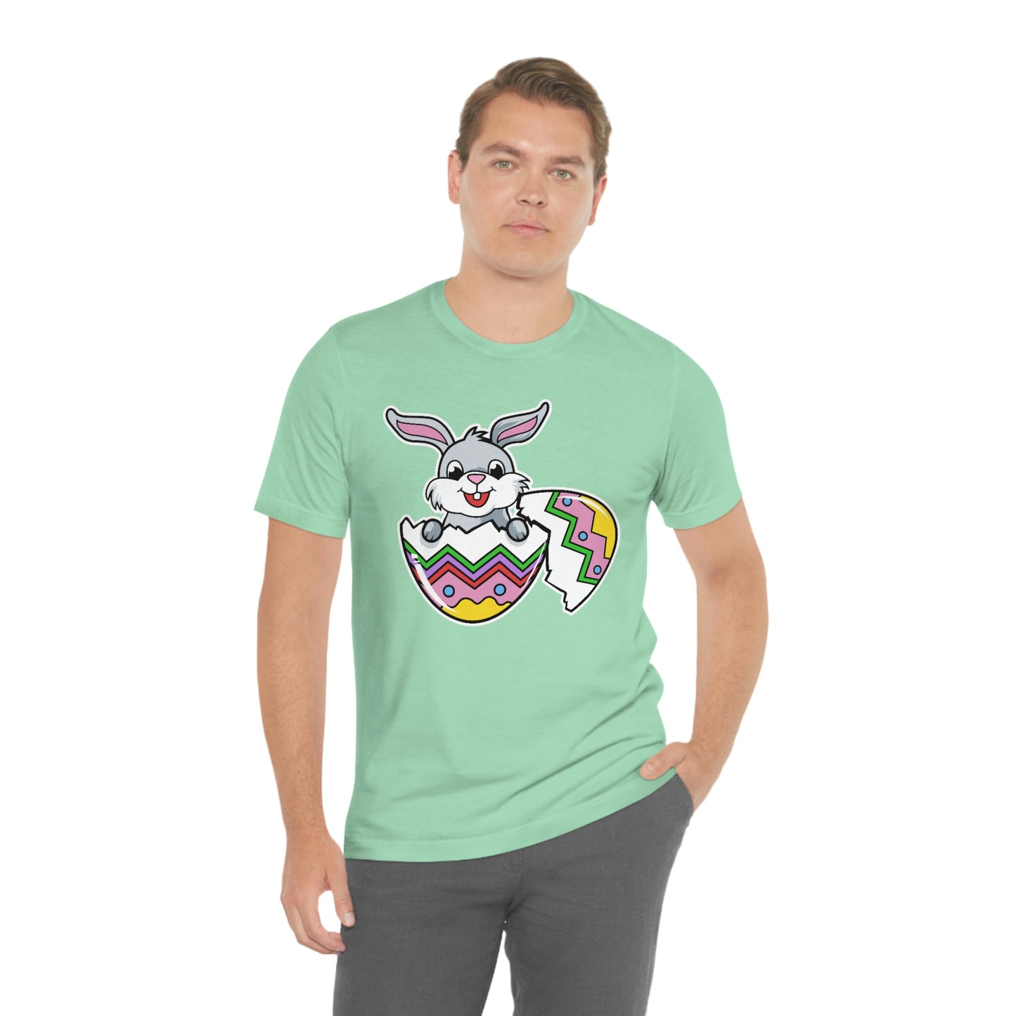 Bunny in Egg Spring Easter Unisex Jersey Short Sleeve Tee