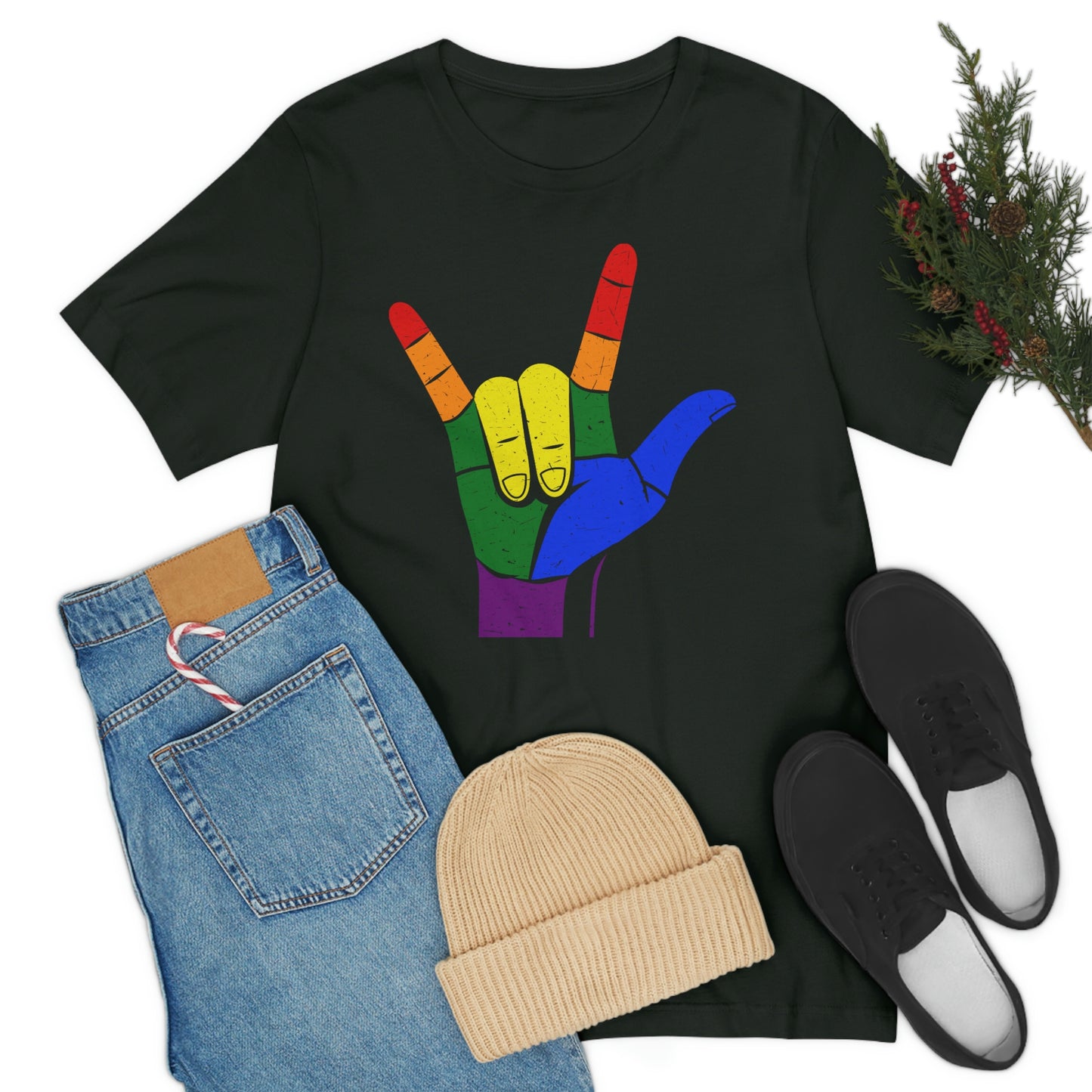 Hand Rainbow LGBTQIA Unisex Jersey Short Sleeve Tee