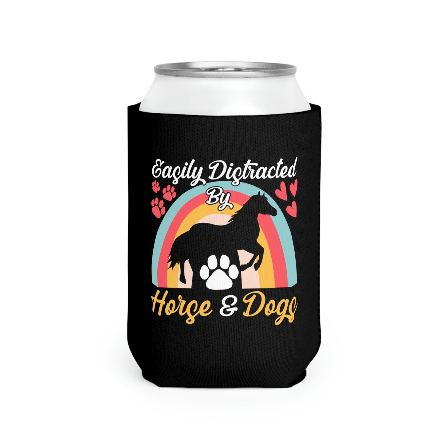 Easily Distracted by Horse & Dogs Can Cooler Sleeve