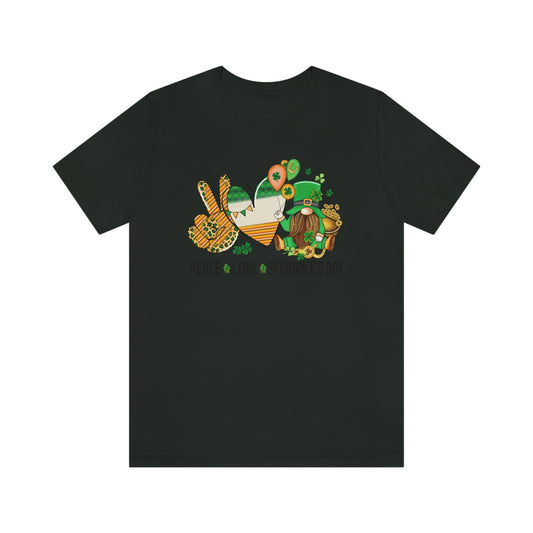 Peace Love St. Patrick's Day Unisex Jersey Short Sleeve Tee