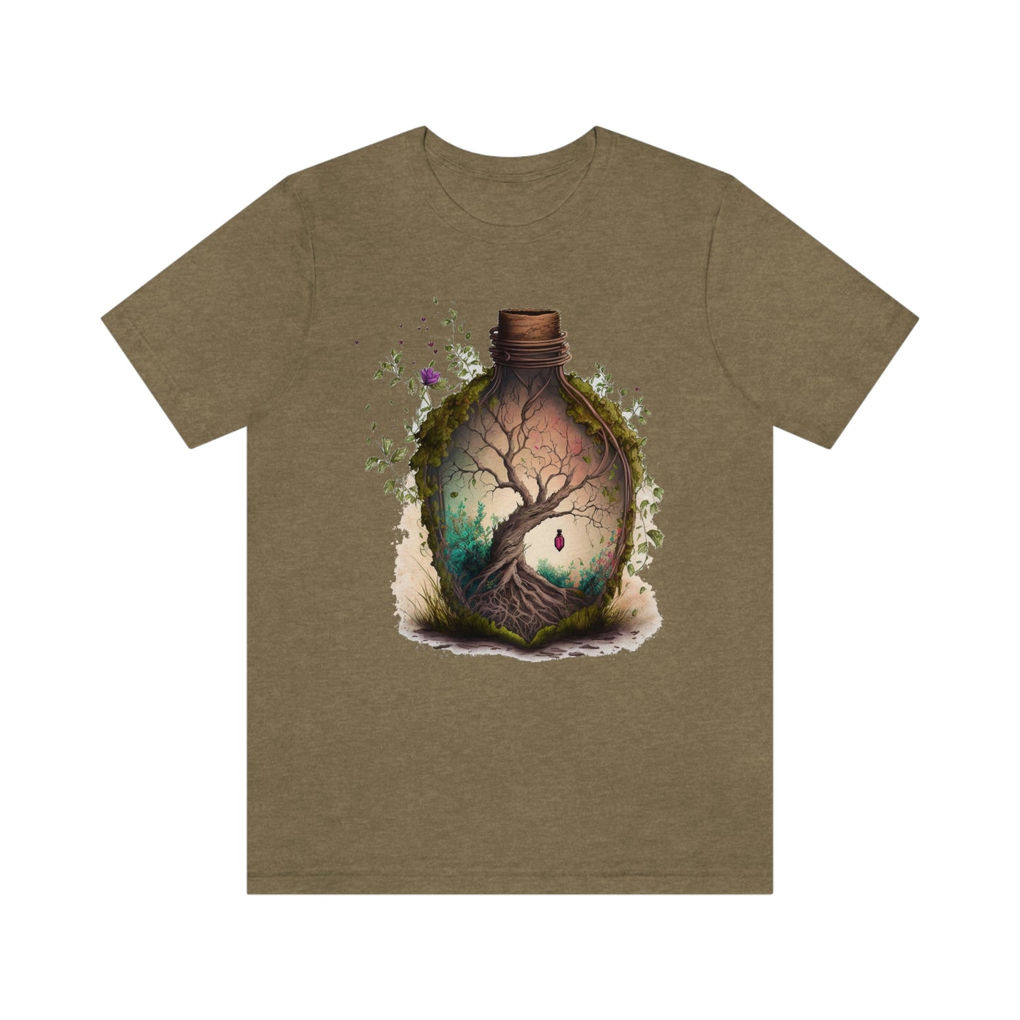 Vintage Bottle Floral Unisex Jersey Short Sleeve Tee
