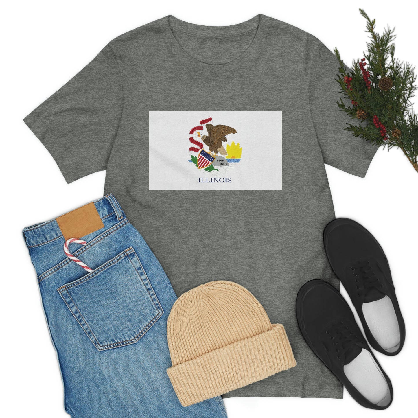 Illinois Flag Unisex Jersey Short Sleeve Tee Tshirt T-shirt