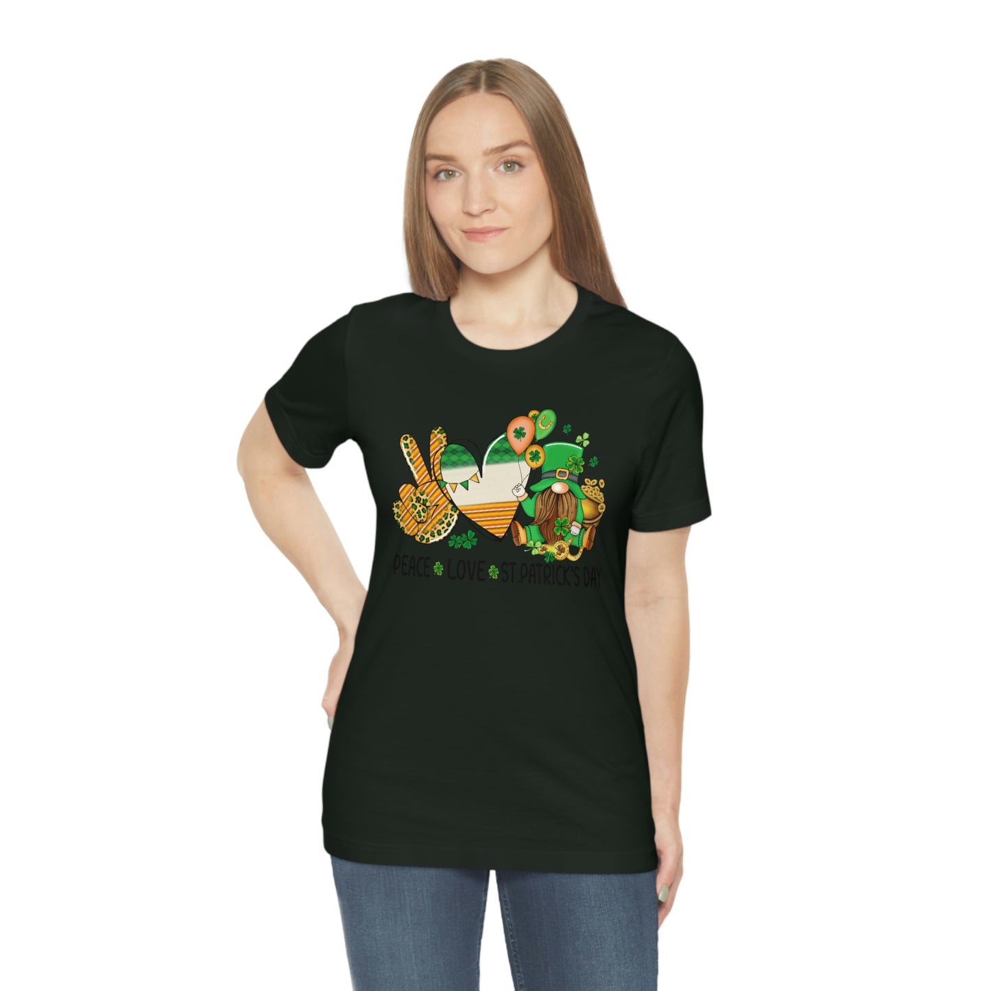 Peace Love St. Patrick's Day Unisex Jersey Short Sleeve Tee