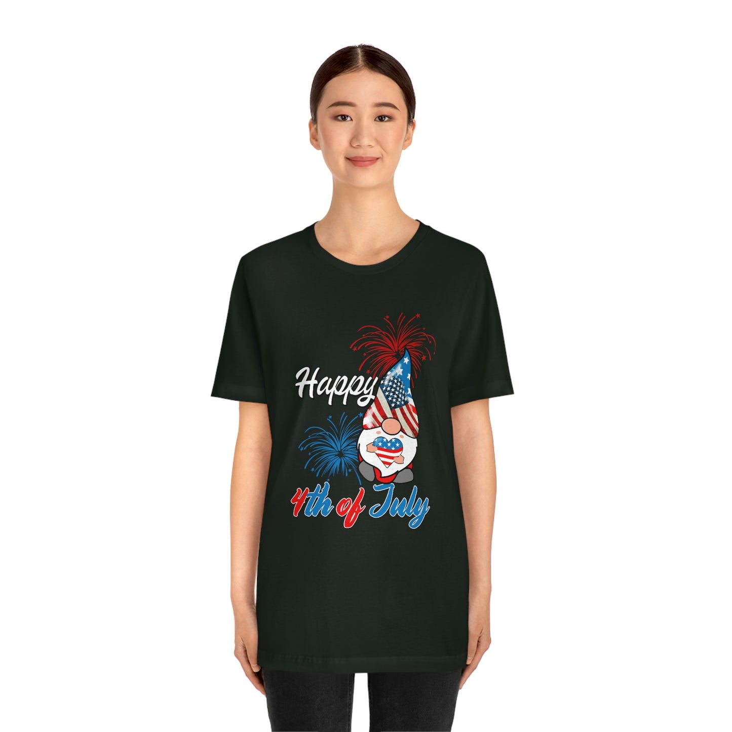 Gnome Happy 4th of July Independence Day Unisex Jersey Short Sleeve Tee
