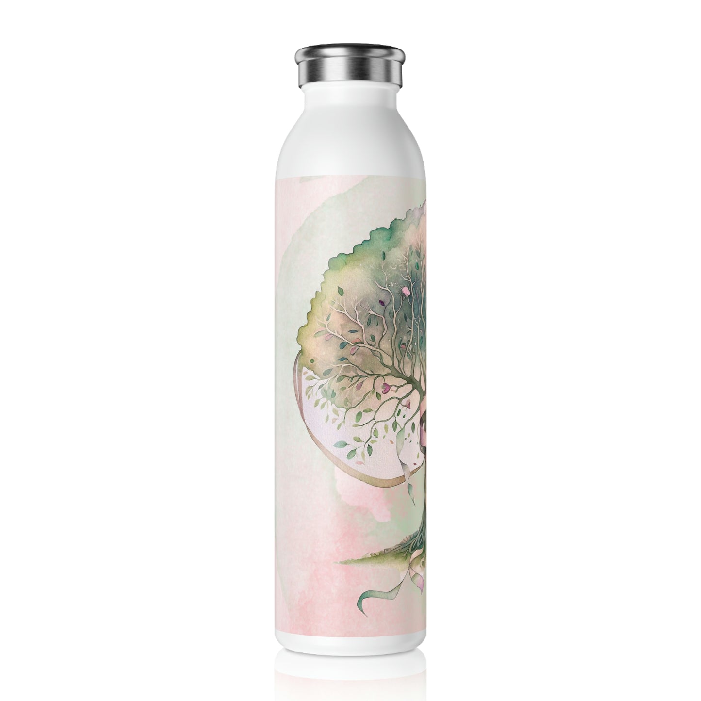 Spring Tree Ribbons Watercolor Slim Water Bottle