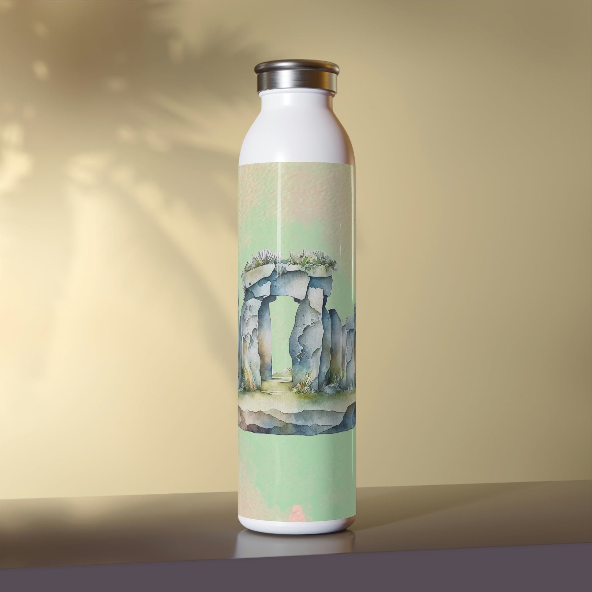 Standing Stones Spring Watercolor Slim Water Bottle