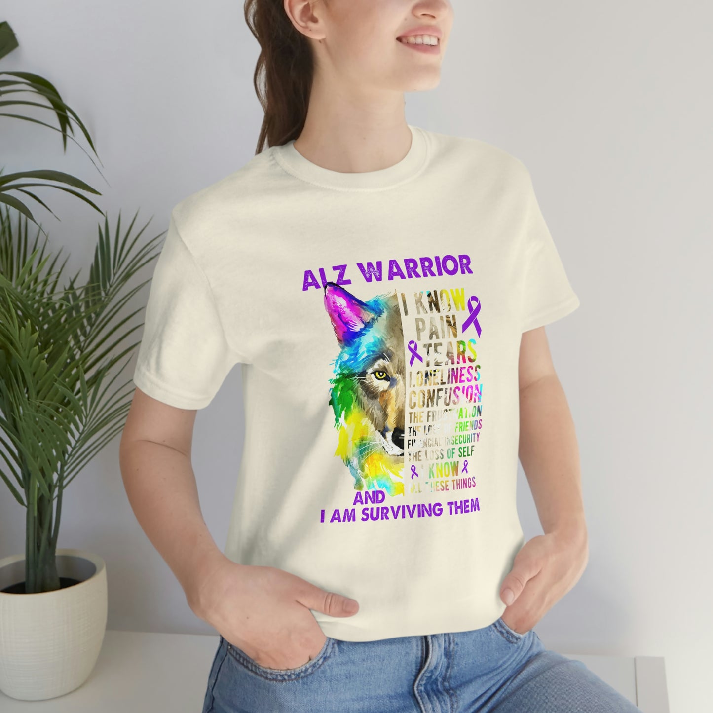 ALZ Warrior I Know Pain & Tears Alzheimer's Print Unisex Jersey Short Sleeve Tee