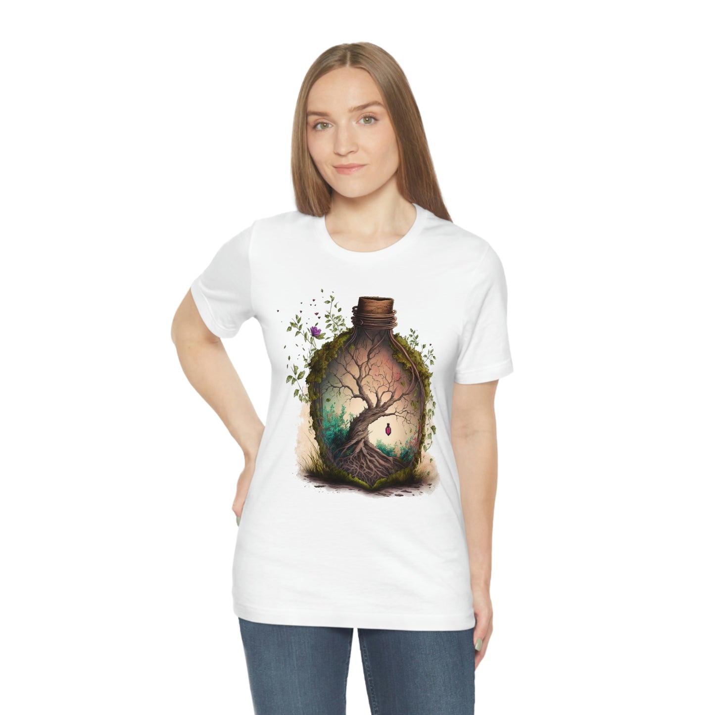 Vintage Bottle Floral Unisex Jersey Short Sleeve Tee