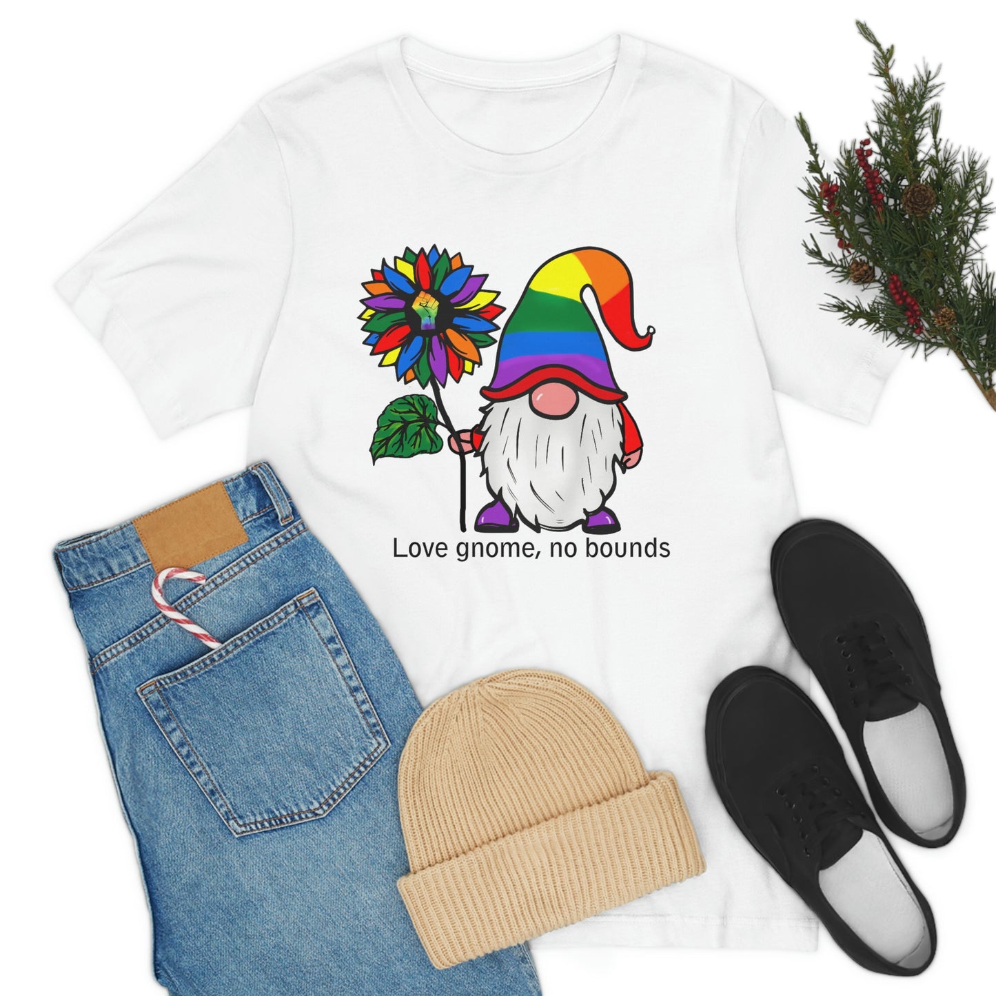 Love Gnomes No Bounds LGBTQIA Print Unisex Jersey Short Sleeve Tee