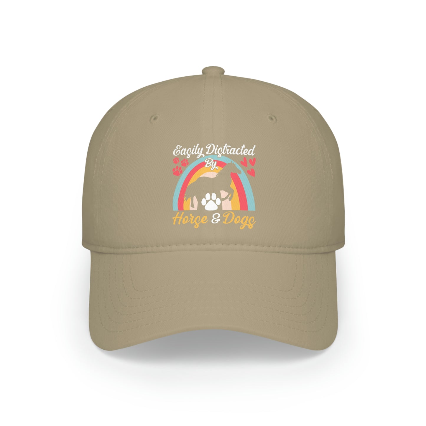Easily Distracted by Horse & Dogs Low Profile Baseball Cap