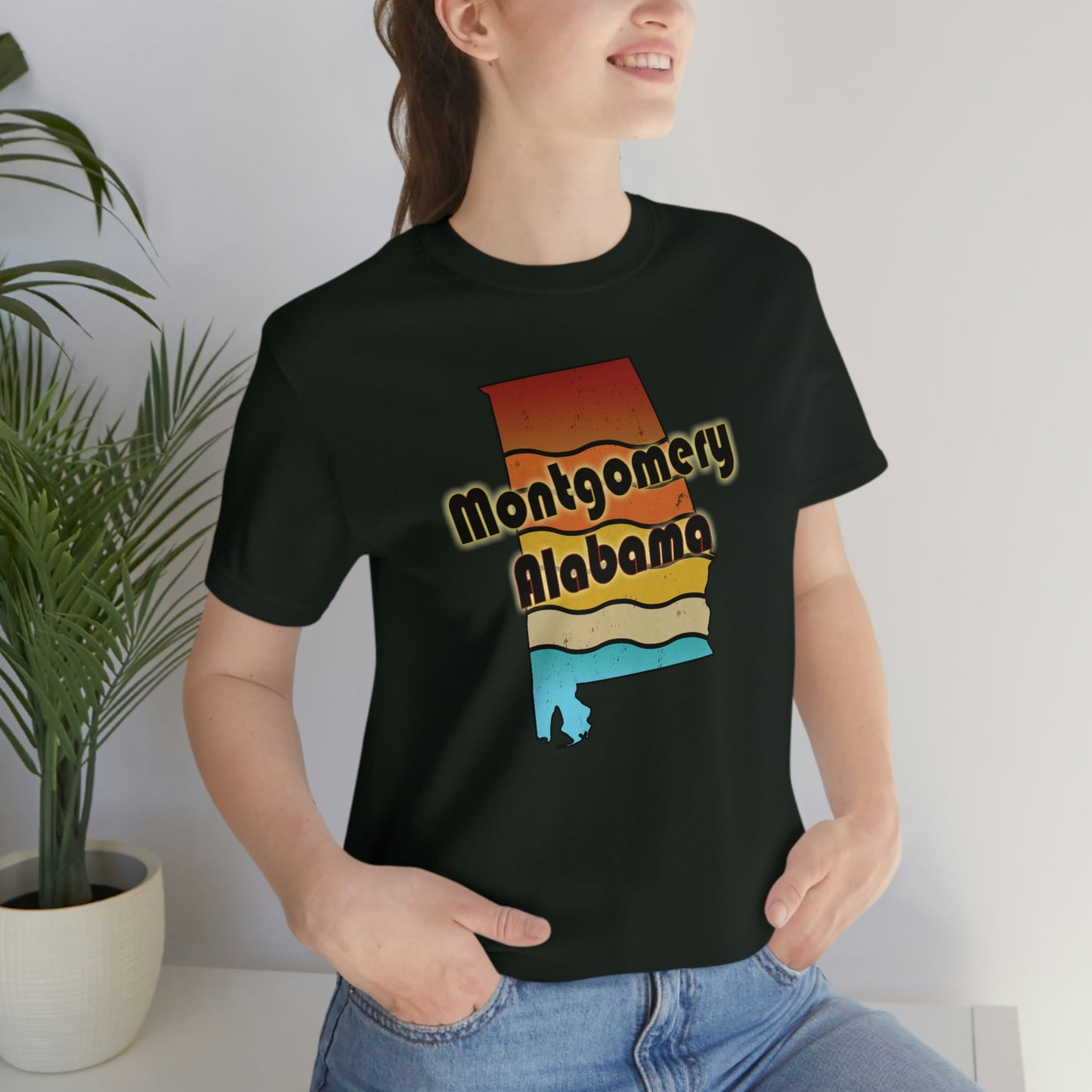 Montgomery Alabama Retro Sunset Unisex Jersey Short Sleeve T-shirt