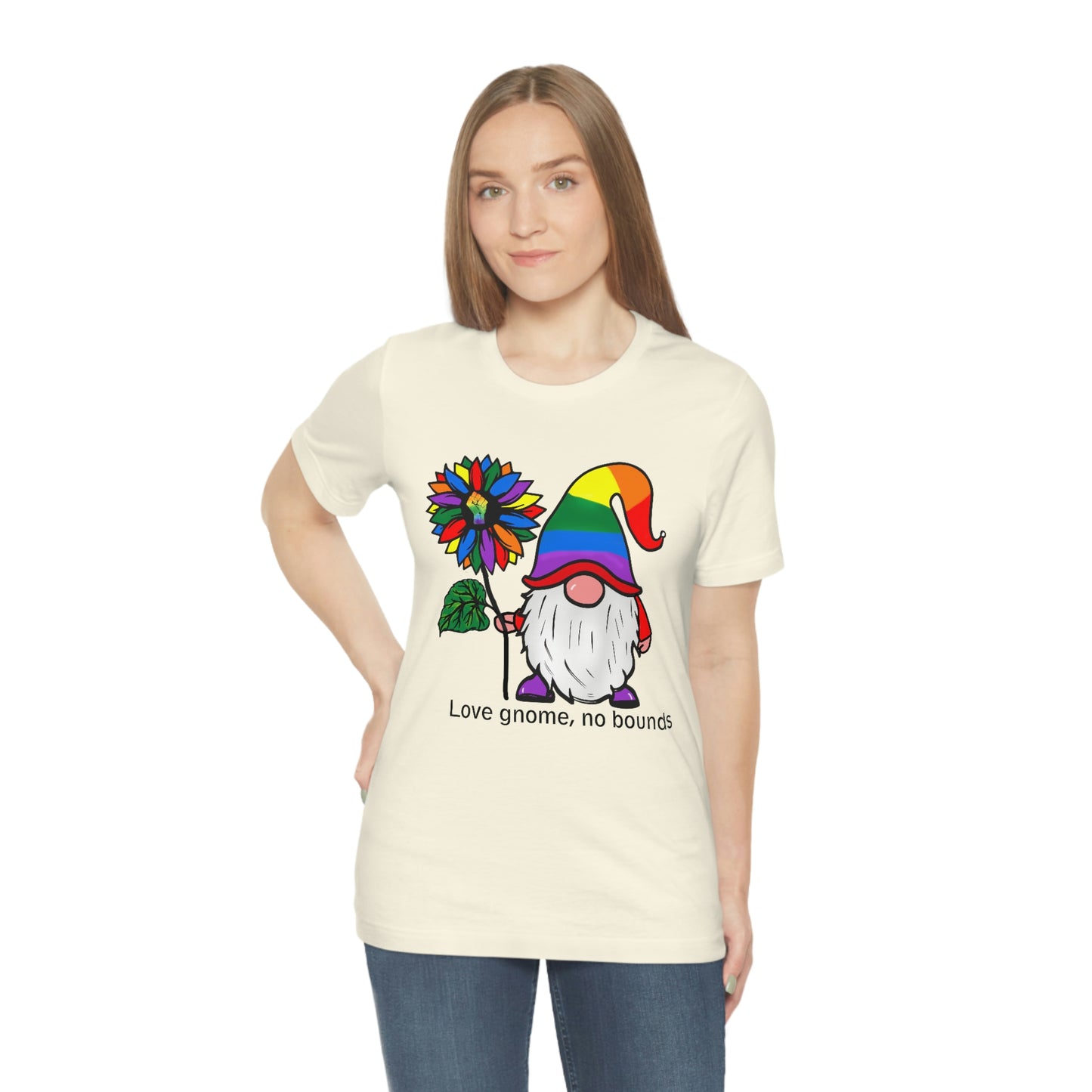Love Gnomes No Bounds LGBTQIA Print Unisex Jersey Short Sleeve Tee