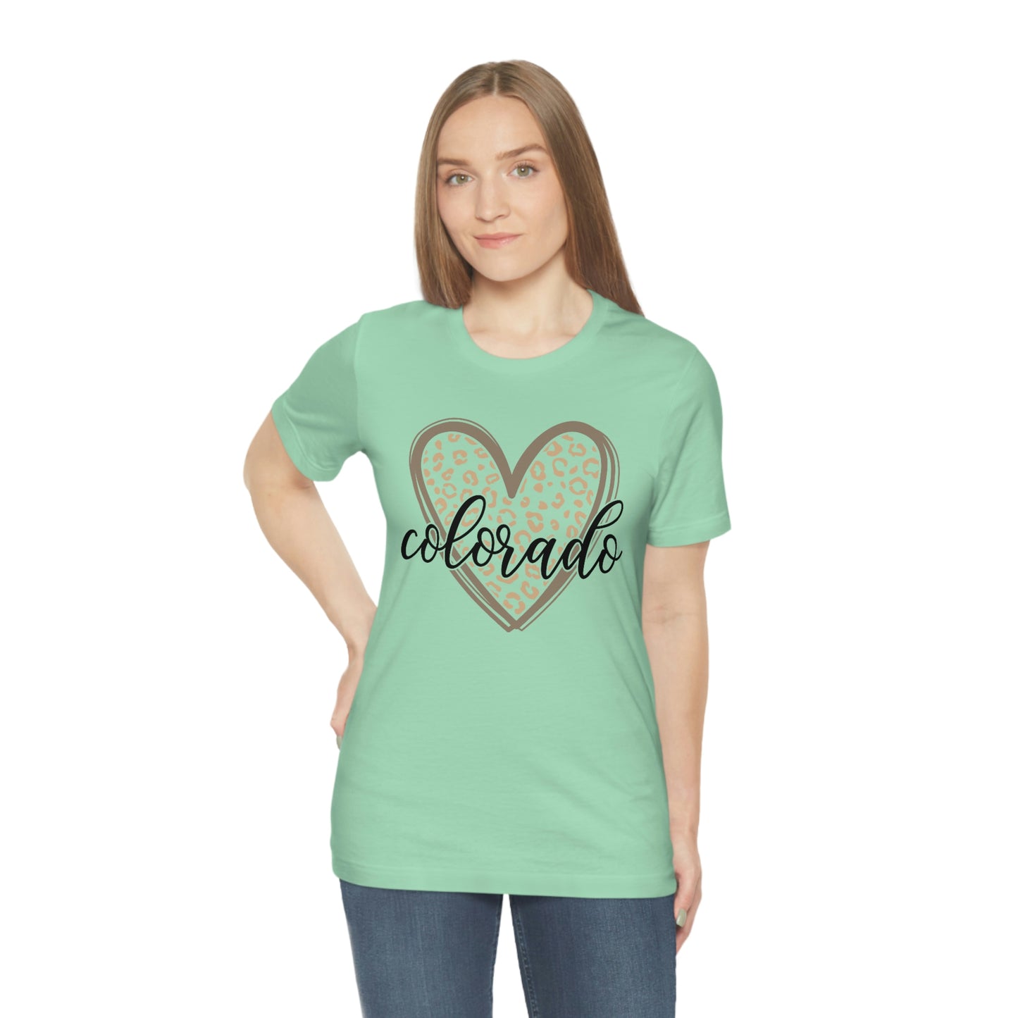 Colorado Heart Gold Leopard Print Unisex Jersey Short Sleeve Tee Tshirt T-shirt