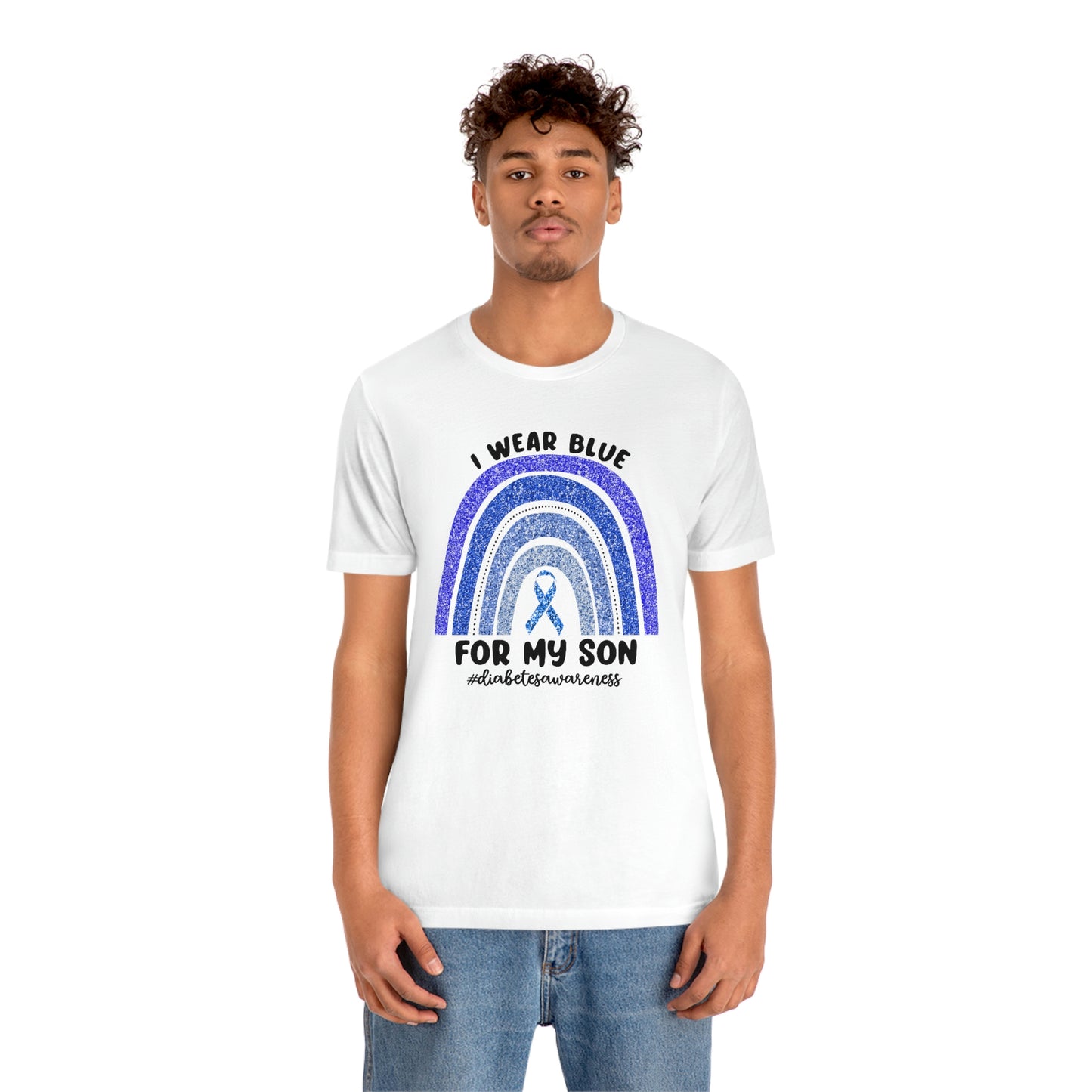 I Wear Blue For My Son Diabetes Awareness Print Unisex Jersey Short Sleeve Tee