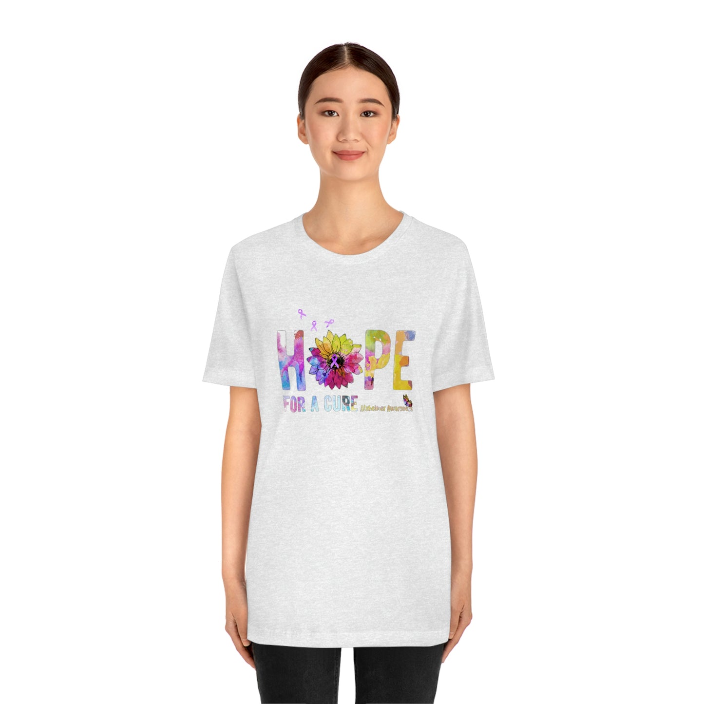 Hope For a Cure Alzheimer's Print Unisex Jersey Short Sleeve Tee