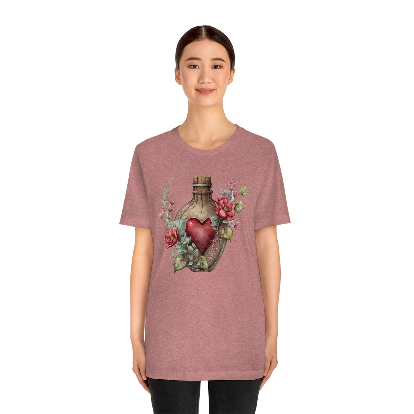 Vintage Bottle Floral Unisex Jersey Short Sleeve Tee