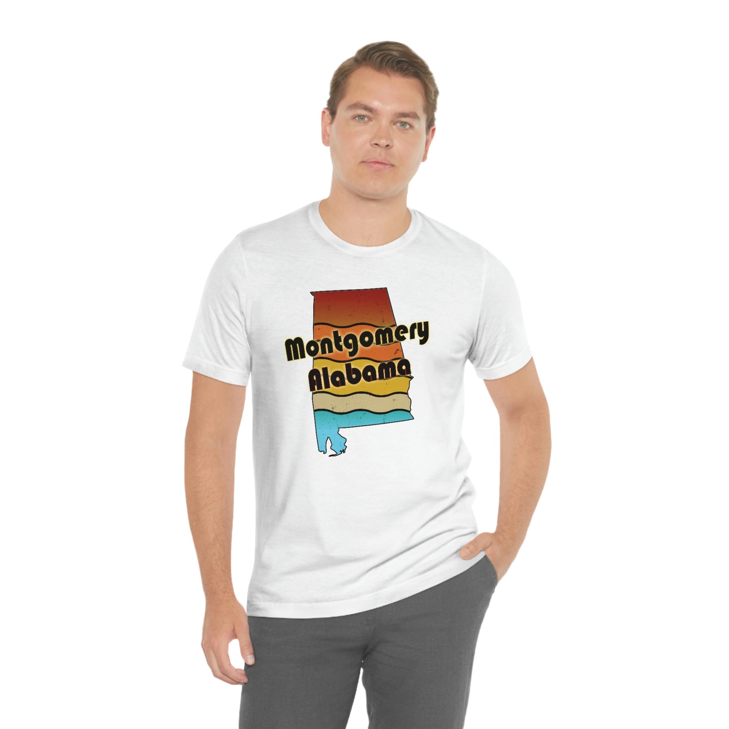 Montgomery Alabama Retro Sunset Unisex Jersey Short Sleeve T-shirt