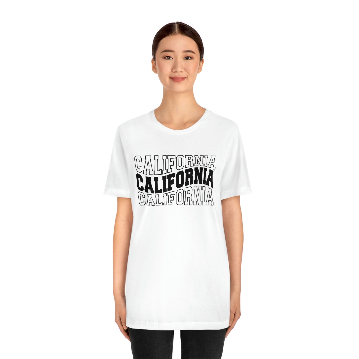 California Wavy Varsity Letters Unisex Jersey Short Sleeve Tee Tshirt T-shirt