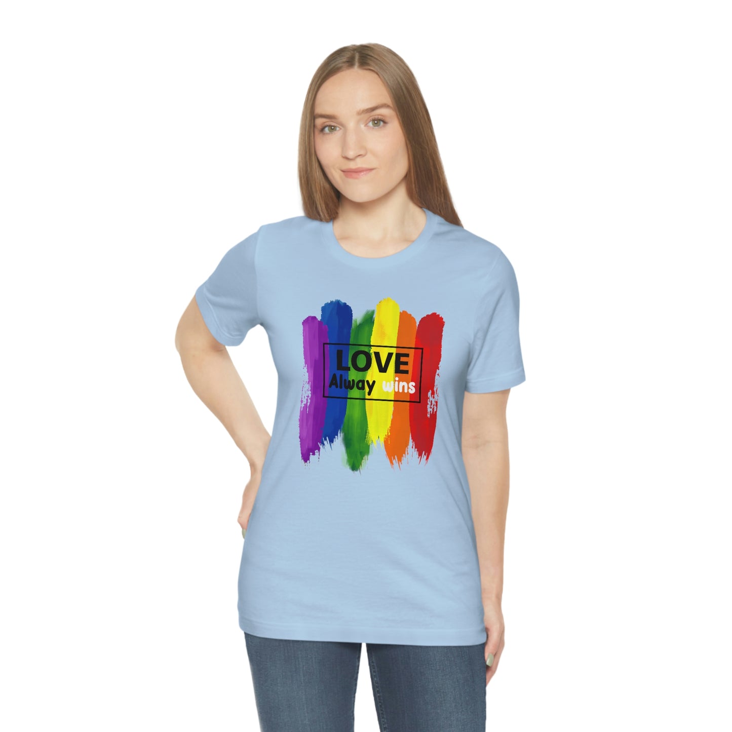 Love Always Wins LGBTQIA Print Unisex Jersey Short Sleeve Tee