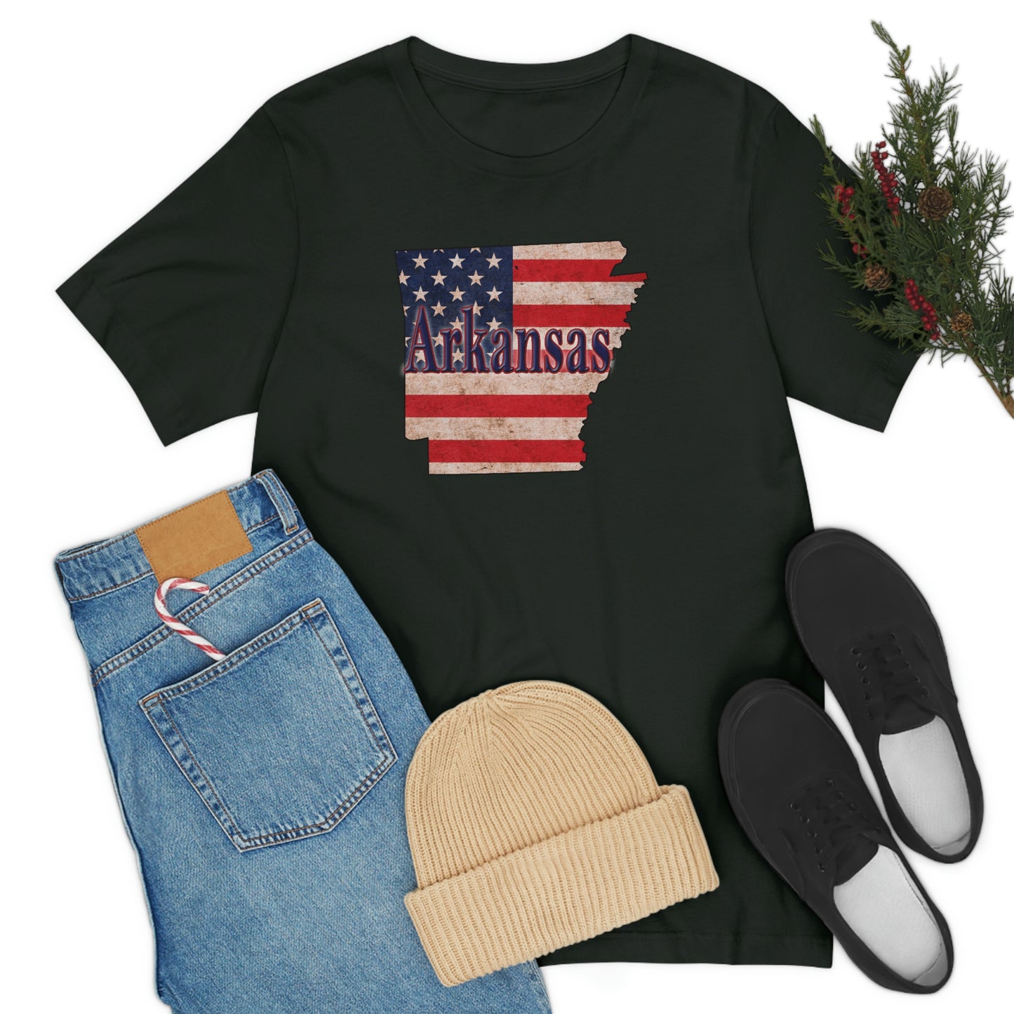 Arkansas US Flag Unisex Jersey Short Sleeve Tee Tshirt T-shirt