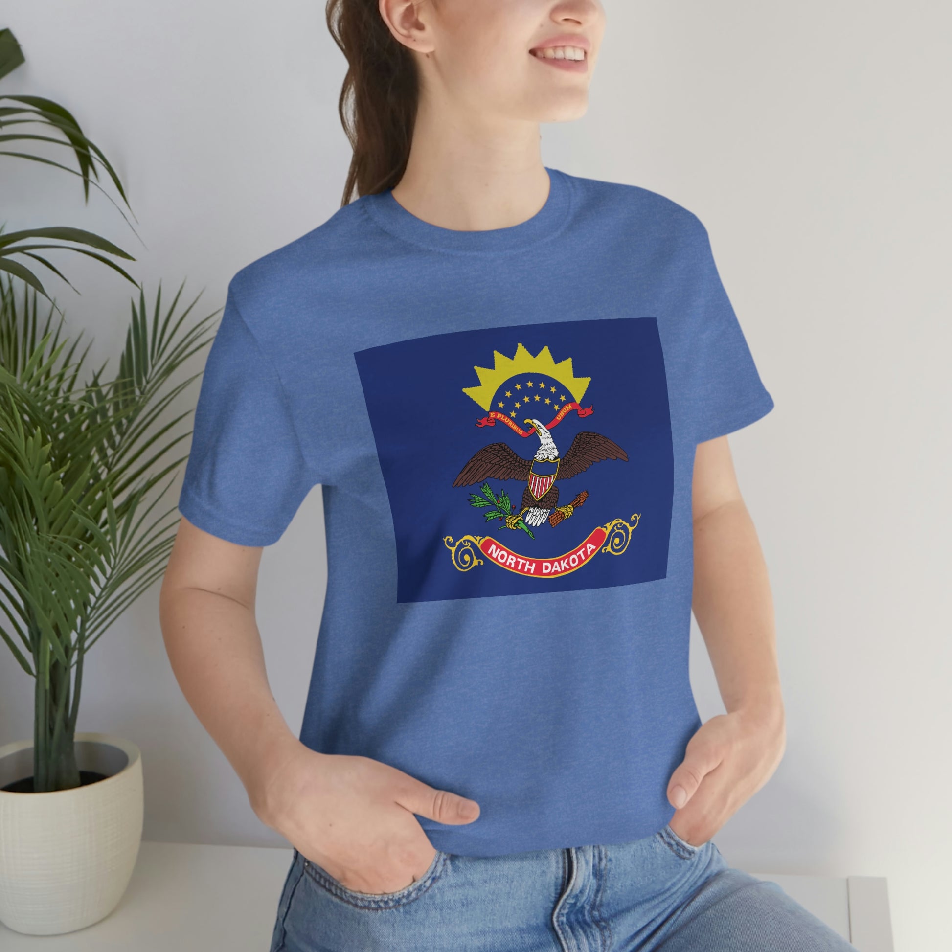 North Dakota Flag Unisex Jersey Short Sleeve Tee Tshirt T-shirt