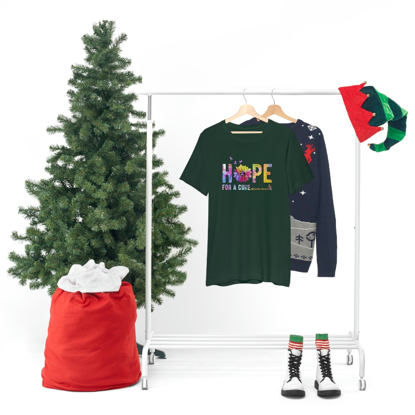 Hope For a Cure Alzheimer's Print Unisex Jersey Short Sleeve Tee