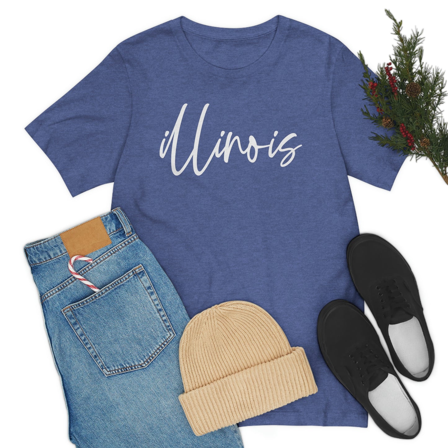 Illinois White Script Short Sleeve T-shirt