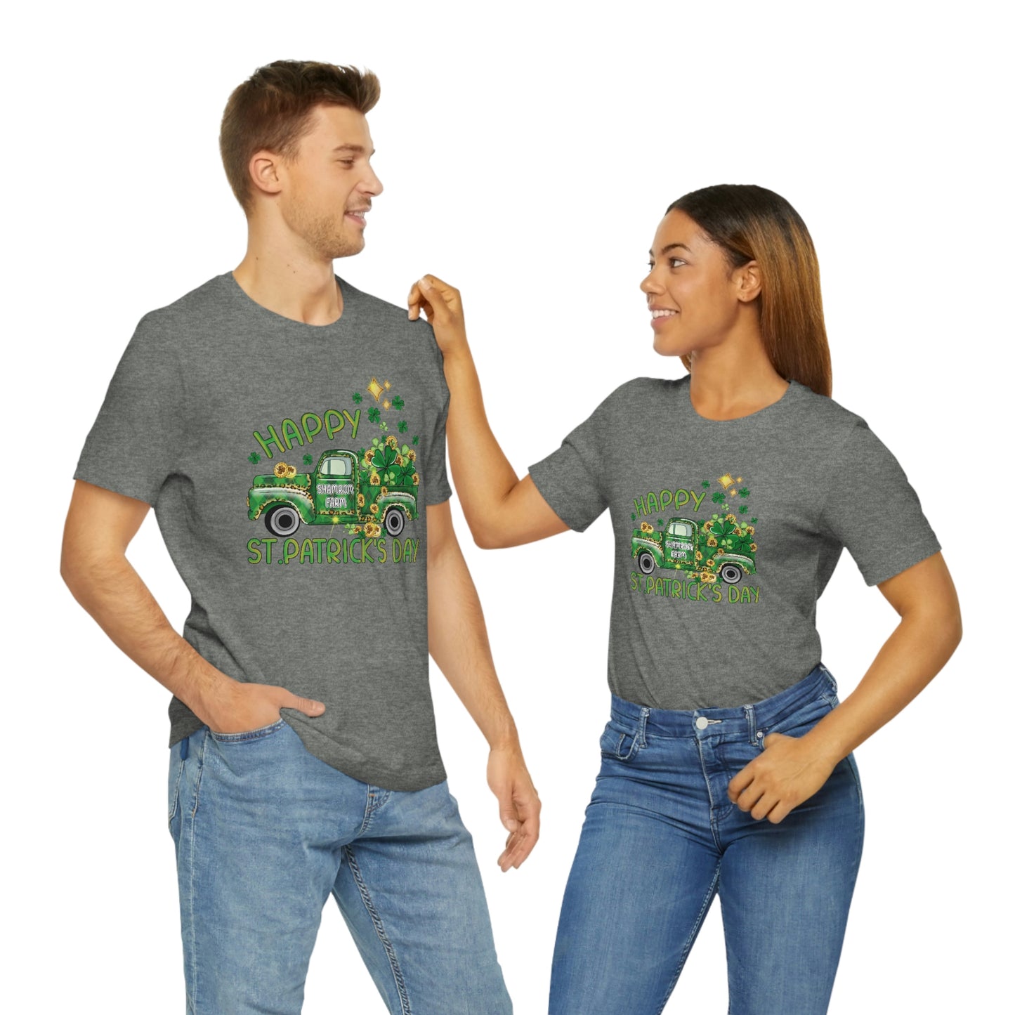 Happy St. Patrick's Day Shamrock Farms Truck Unisex Jersey Short Sleeve Tee