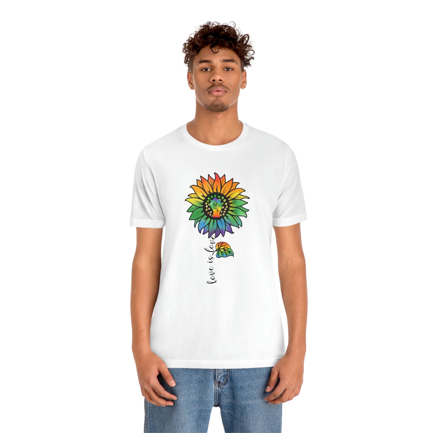 Love is Love Sunflower LGBTQIA Print Unisex Jersey Short Sleeve Tee