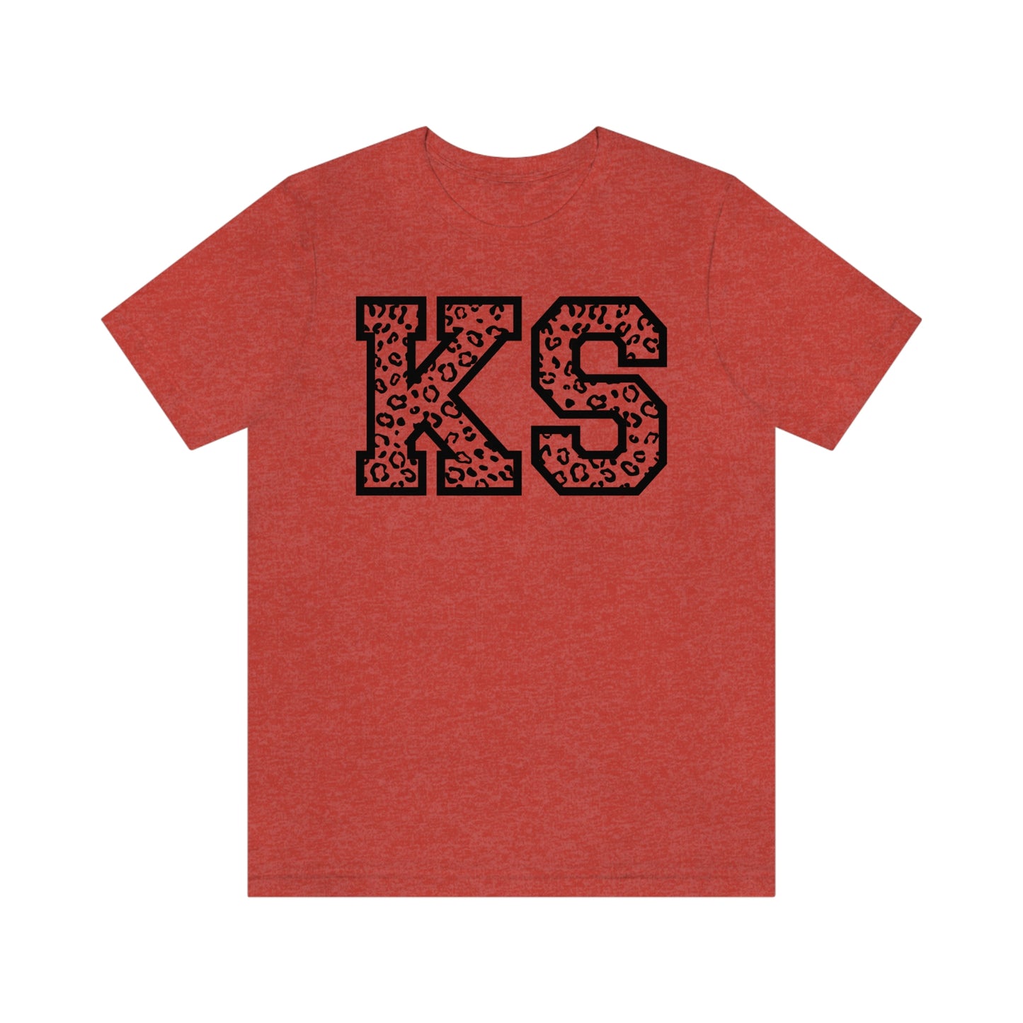 Kansas KS Leopard Print Letters Short Sleeve T-shirt